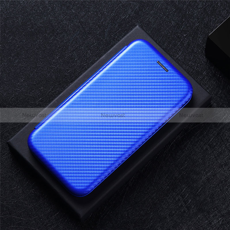 Leather Case Stands Flip Cover Holder L04Z for Sharp Simple Sumaho 5 Blue
