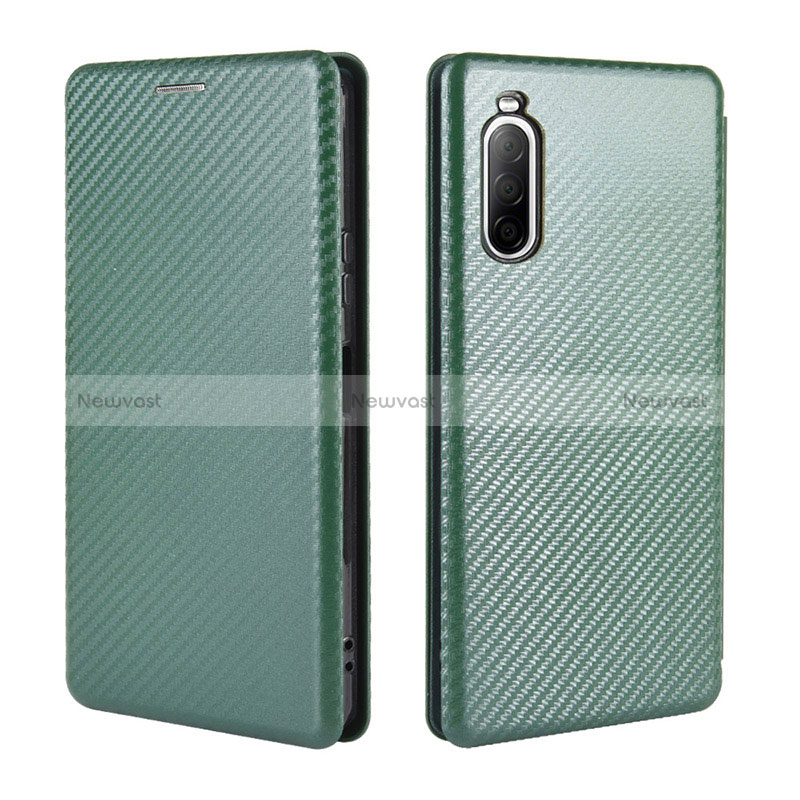 Leather Case Stands Flip Cover Holder L04Z for Sony Xperia 10 II Green