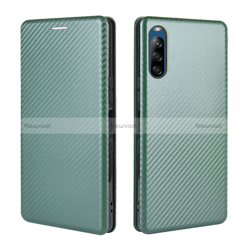 Leather Case Stands Flip Cover Holder L04Z for Sony Xperia L4 Green