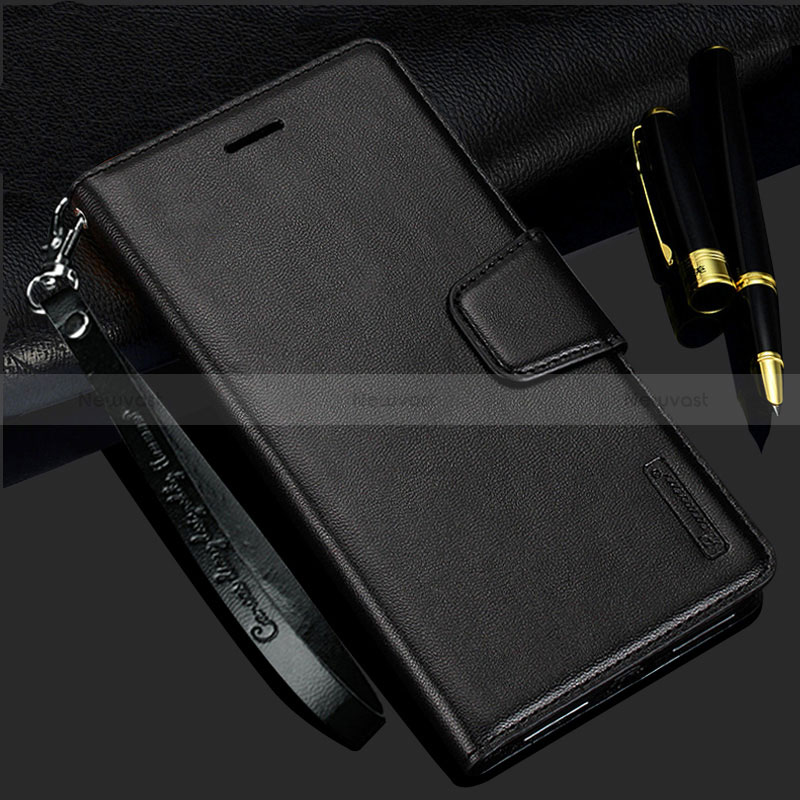 Leather Case Stands Flip Cover Holder L05 for Samsung Galaxy S22 Plus 5G Black