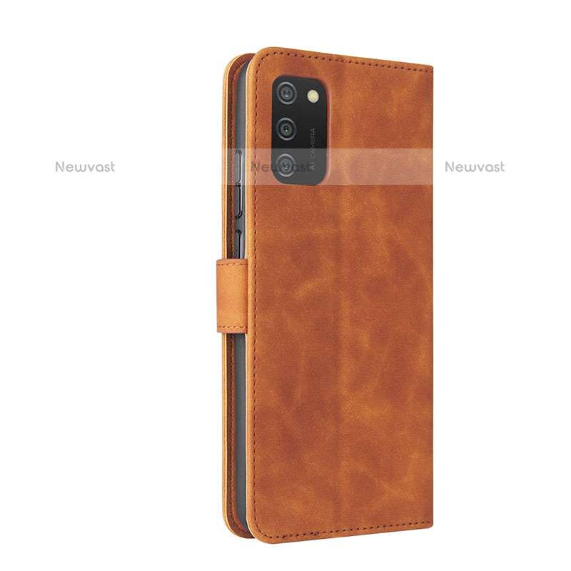 Leather Case Stands Flip Cover Holder L05Z for Samsung Galaxy A02s Brown