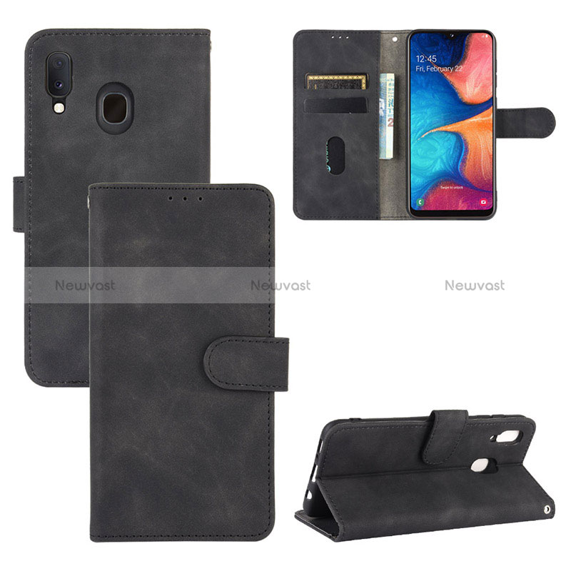 Leather Case Stands Flip Cover Holder L05Z for Samsung Galaxy A30 Black