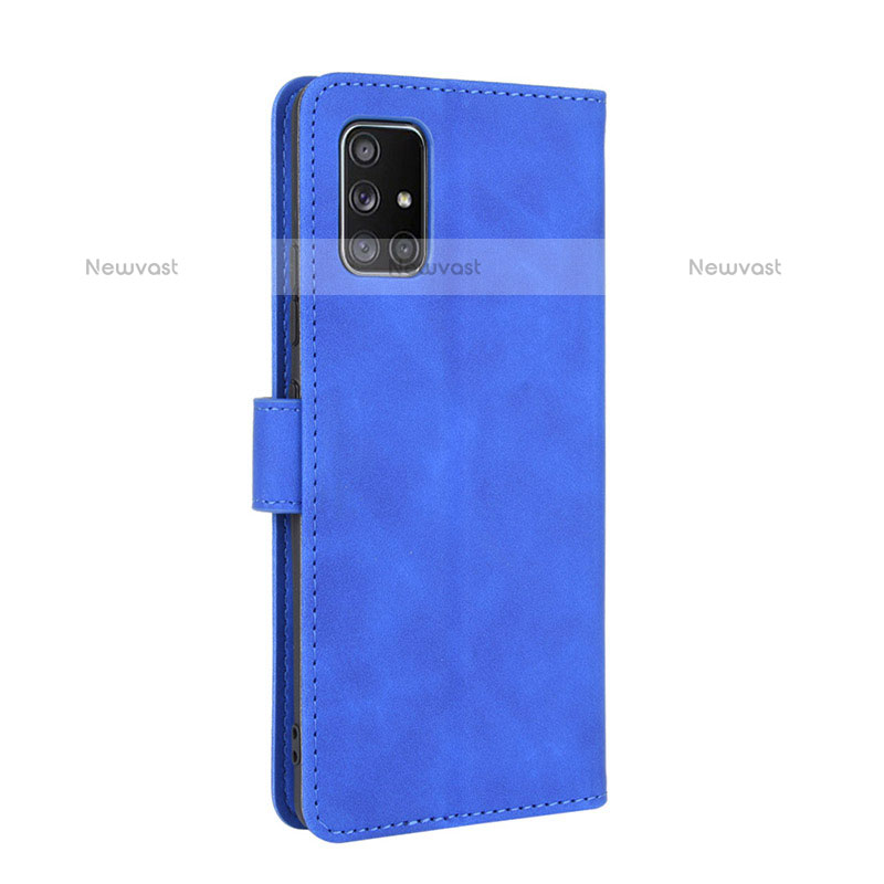 Leather Case Stands Flip Cover Holder L05Z for Samsung Galaxy A71 4G A715 Blue
