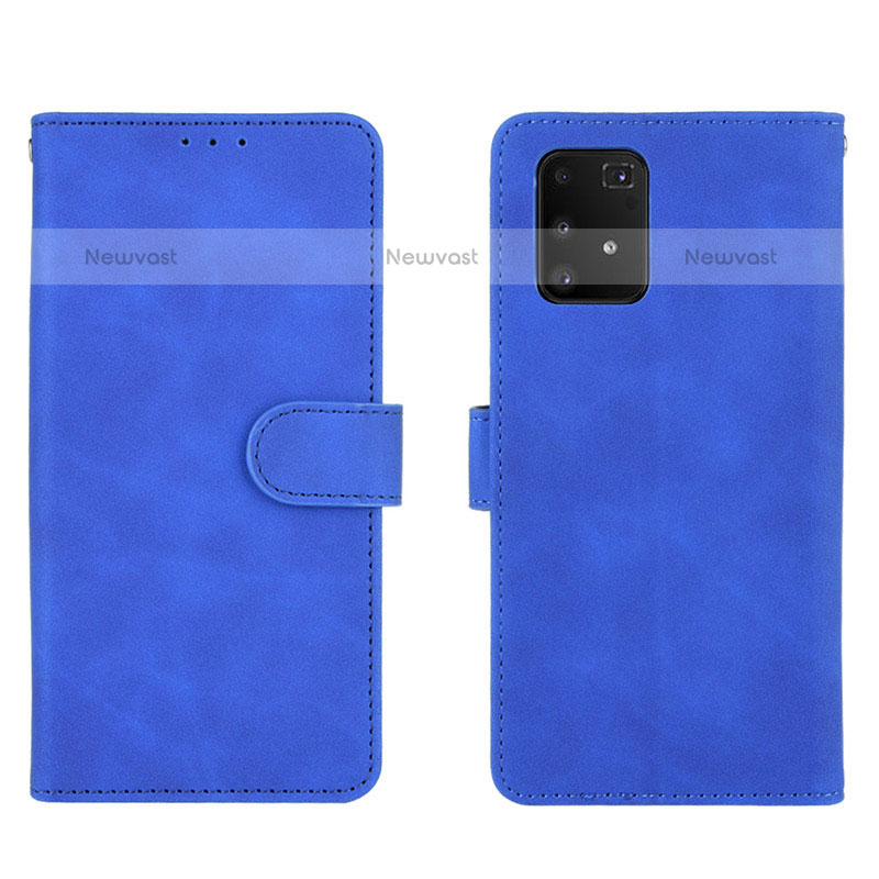 Leather Case Stands Flip Cover Holder L05Z for Samsung Galaxy A91 Blue