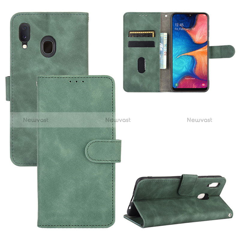 Leather Case Stands Flip Cover Holder L05Z for Samsung Galaxy M10S Green