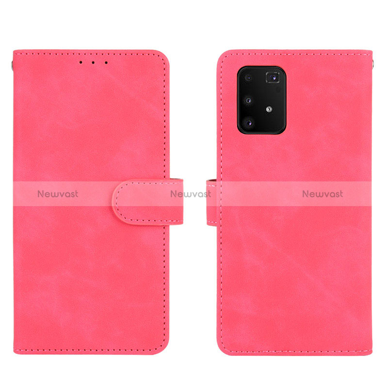 Leather Case Stands Flip Cover Holder L05Z for Samsung Galaxy M80S Hot Pink
