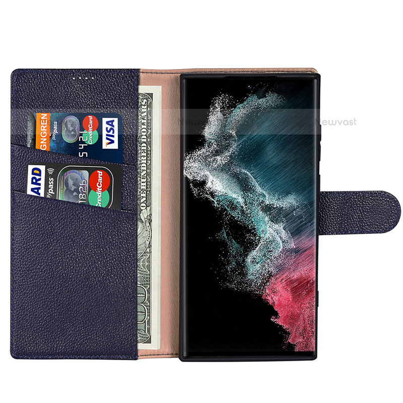 Leather Case Stands Flip Cover Holder L06 for Samsung Galaxy S23 Ultra 5G