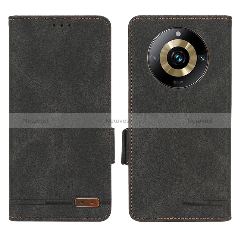 Leather Case Stands Flip Cover Holder L06Z for Realme 11 Pro 5G Black