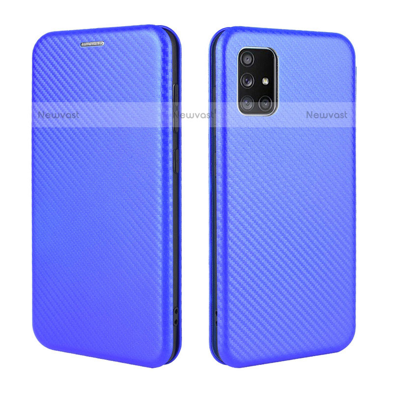 Leather Case Stands Flip Cover Holder L06Z for Samsung Galaxy A51 4G Blue