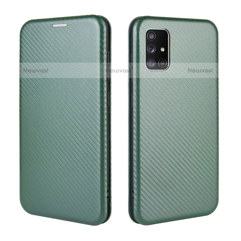 Leather Case Stands Flip Cover Holder L06Z for Samsung Galaxy A51 4G Green