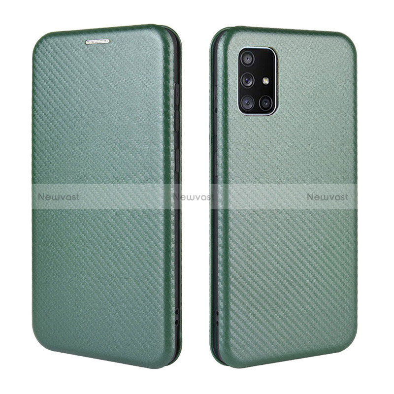 Leather Case Stands Flip Cover Holder L06Z for Samsung Galaxy A51 5G Green