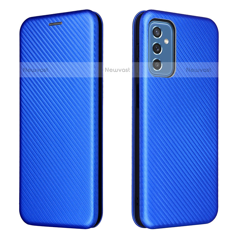Leather Case Stands Flip Cover Holder L06Z for Samsung Galaxy M52 5G Blue