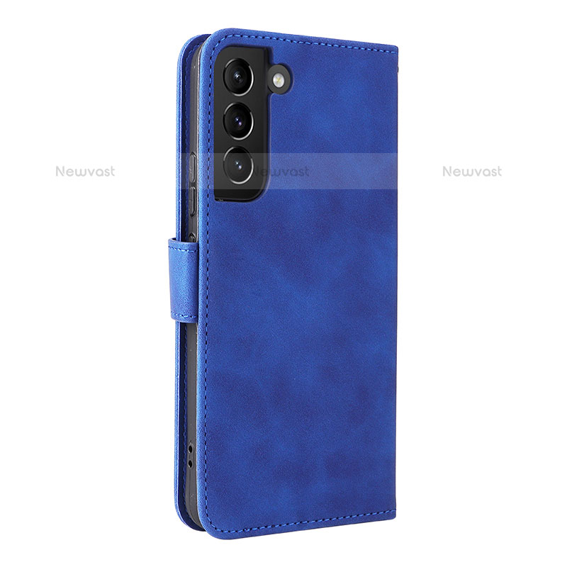 Leather Case Stands Flip Cover Holder L06Z for Samsung Galaxy S22 Plus 5G Blue