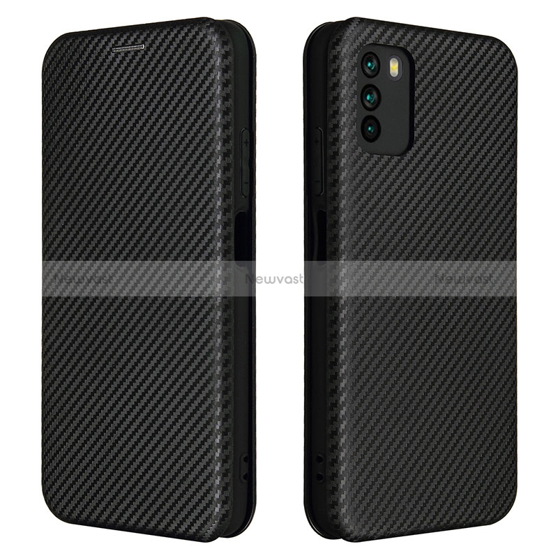 Leather Case Stands Flip Cover Holder L06Z for Xiaomi Poco M3 Black