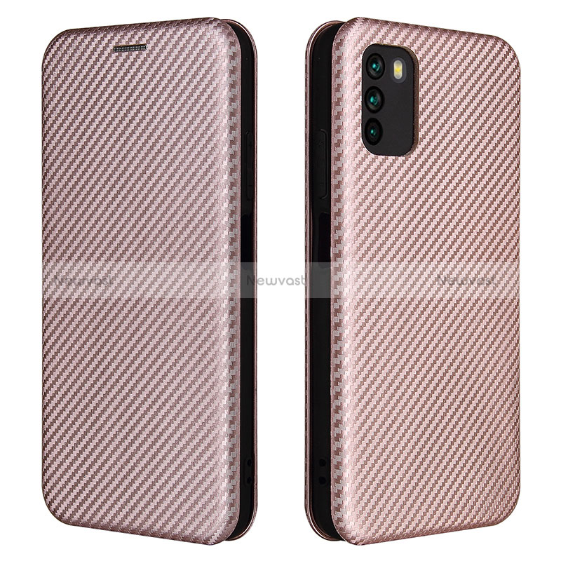 Leather Case Stands Flip Cover Holder L06Z for Xiaomi Poco M3 Rose Gold