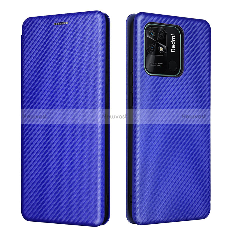 Leather Case Stands Flip Cover Holder L06Z for Xiaomi Redmi 10C 4G Blue