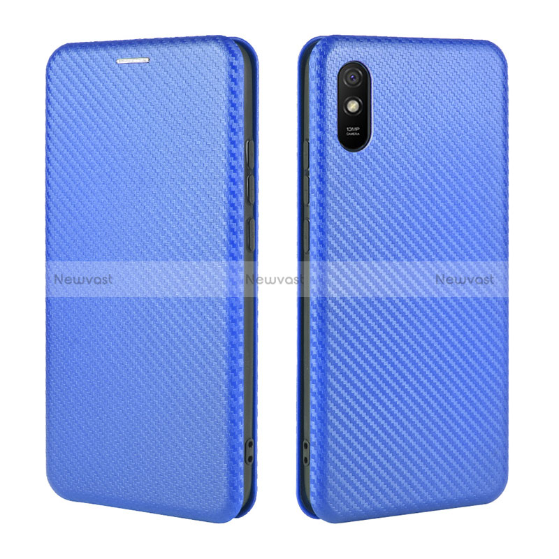 Leather Case Stands Flip Cover Holder L06Z for Xiaomi Redmi 9AT Blue