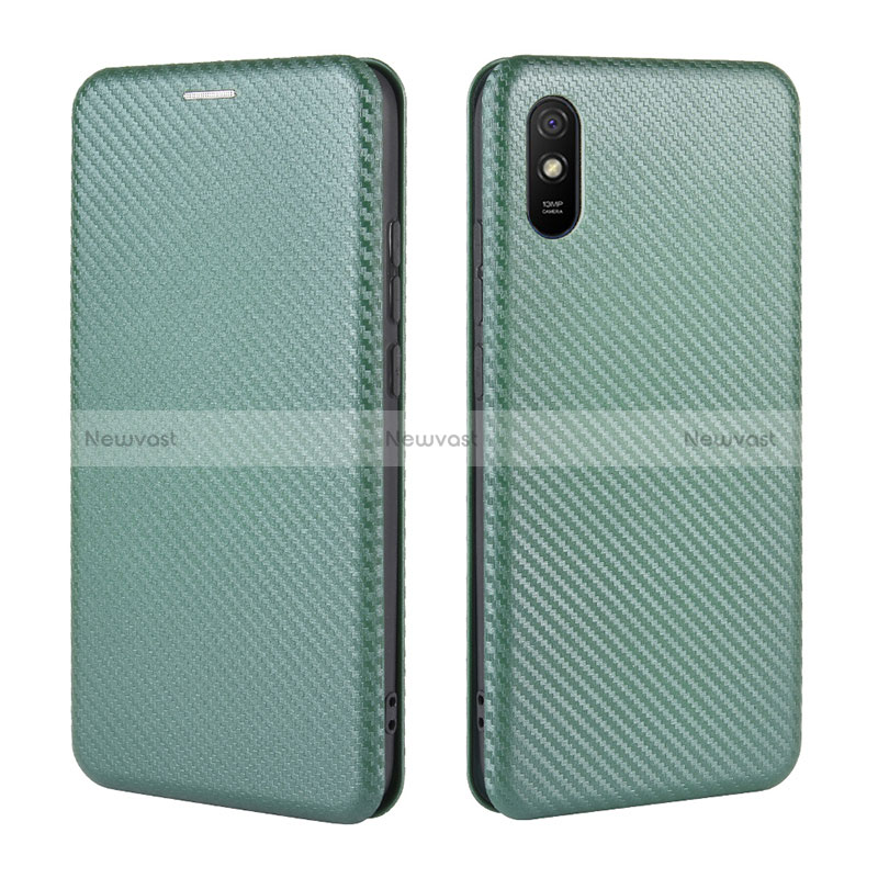 Leather Case Stands Flip Cover Holder L06Z for Xiaomi Redmi 9AT Green