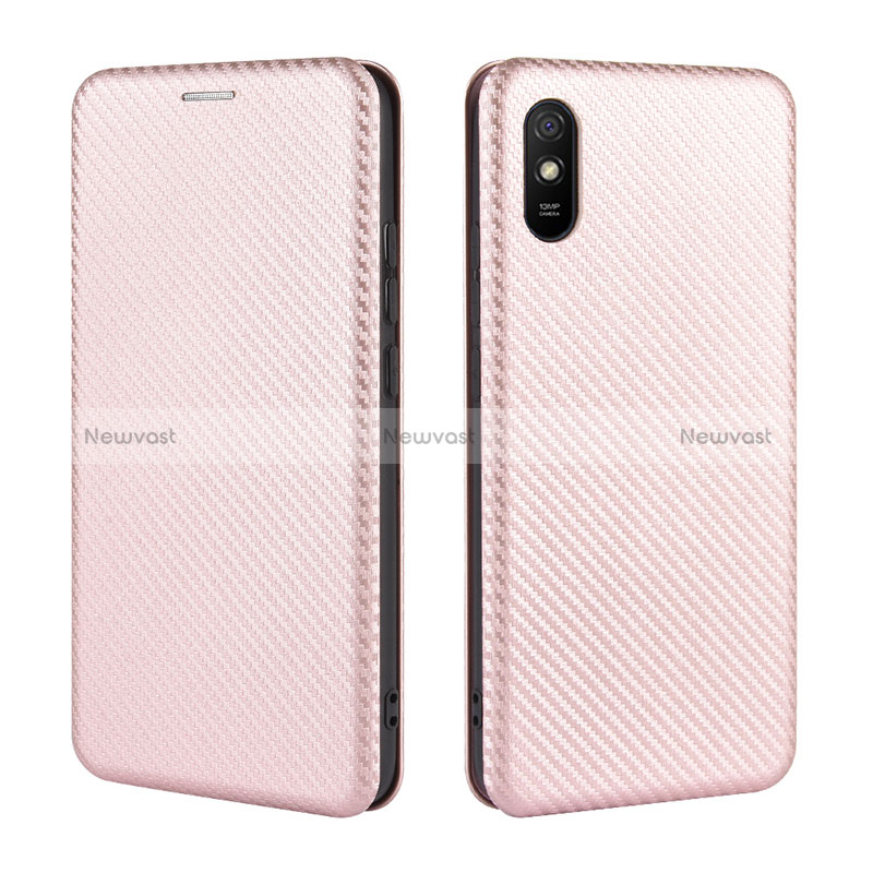 Leather Case Stands Flip Cover Holder L06Z for Xiaomi Redmi 9AT Rose Gold