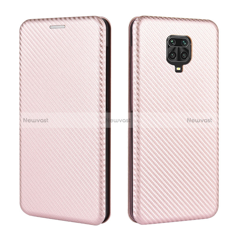 Leather Case Stands Flip Cover Holder L06Z for Xiaomi Redmi Note 9 Pro Rose Gold
