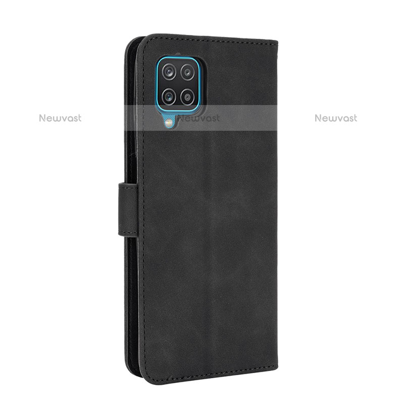 Leather Case Stands Flip Cover Holder L07Z for Samsung Galaxy F12 Black
