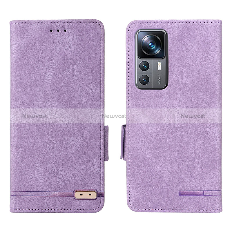 Leather Case Stands Flip Cover Holder L07Z for Xiaomi Mi 12T Pro 5G Purple