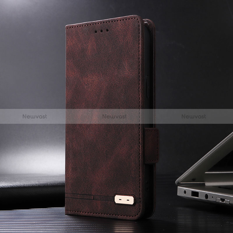 Leather Case Stands Flip Cover Holder L07Z for Xiaomi Poco F4 GT 5G Brown