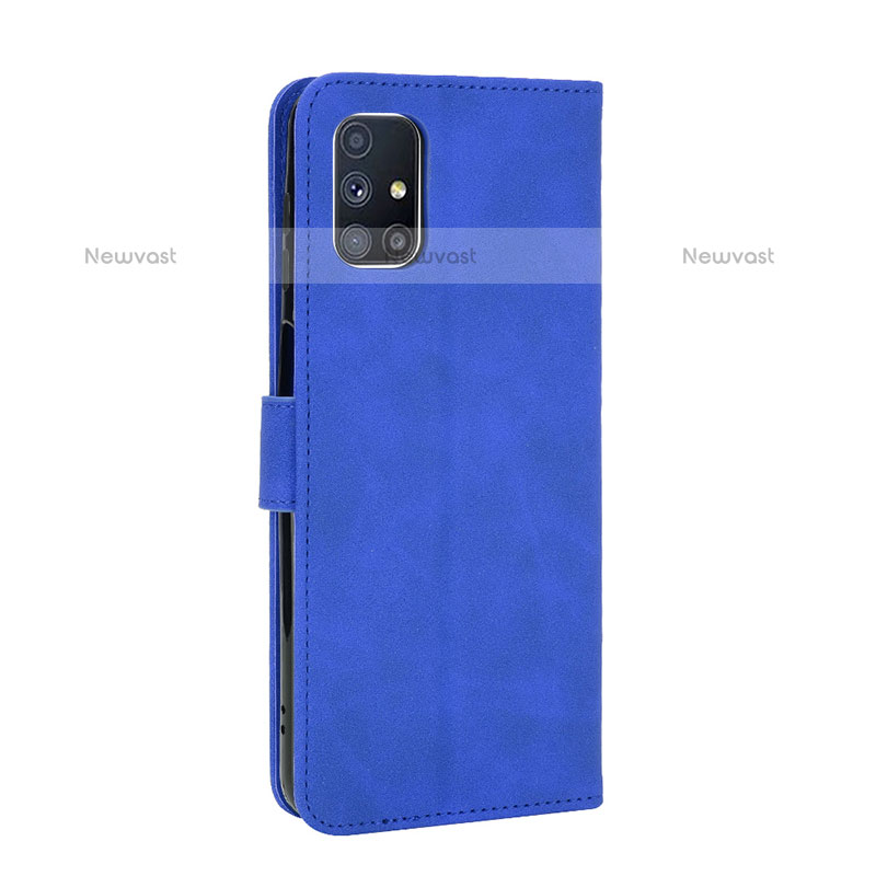 Leather Case Stands Flip Cover Holder L08Z for Samsung Galaxy M51 Blue