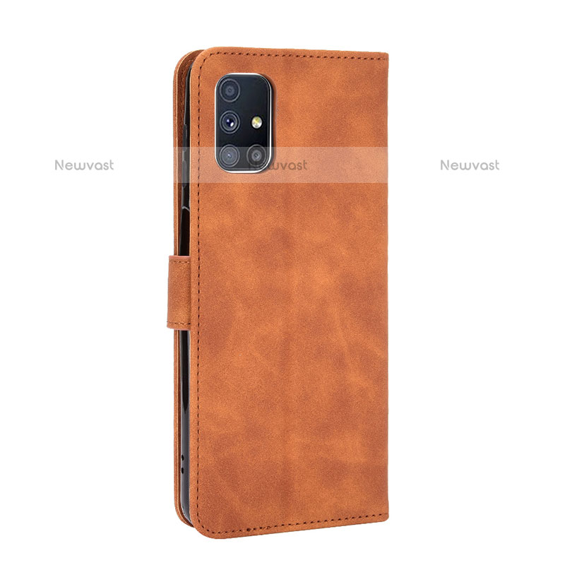 Leather Case Stands Flip Cover Holder L08Z for Samsung Galaxy M51 Brown