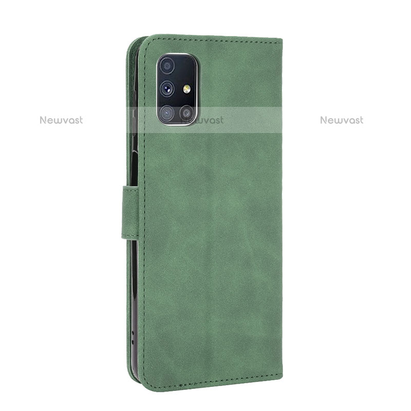Leather Case Stands Flip Cover Holder L08Z for Samsung Galaxy M51 Green