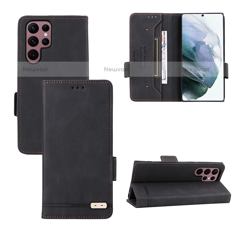 Leather Case Stands Flip Cover Holder L08Z for Samsung Galaxy S23 Ultra 5G