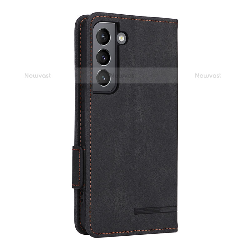 Leather Case Stands Flip Cover Holder L09Z for Samsung Galaxy S21 5G Black