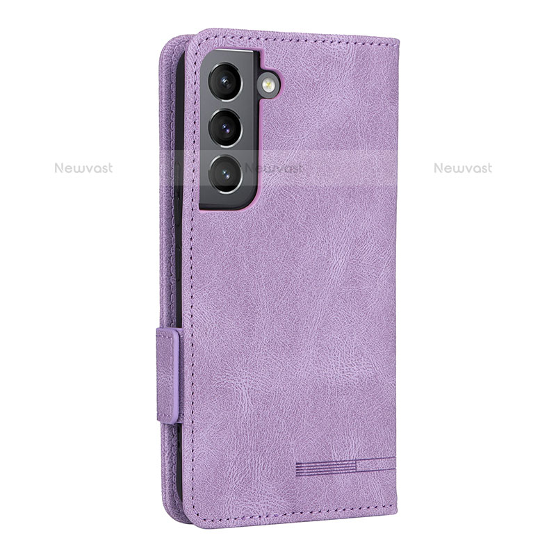 Leather Case Stands Flip Cover Holder L09Z for Samsung Galaxy S21 5G Purple