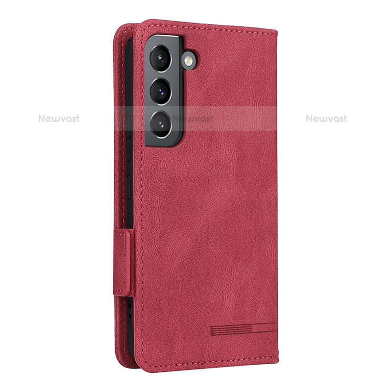 Leather Case Stands Flip Cover Holder L09Z for Samsung Galaxy S21 FE 5G Red