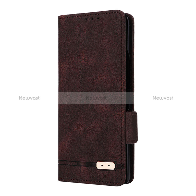 Leather Case Stands Flip Cover Holder L09Z for Samsung Galaxy Z Fold2 5G Brown