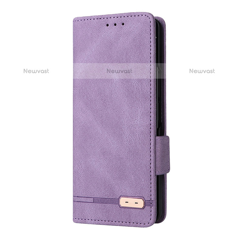 Leather Case Stands Flip Cover Holder L10Z for Samsung Galaxy Z Fold3 5G Purple