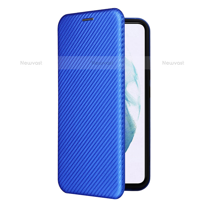 Leather Case Stands Flip Cover Holder L12Z for Samsung Galaxy S21 5G Blue