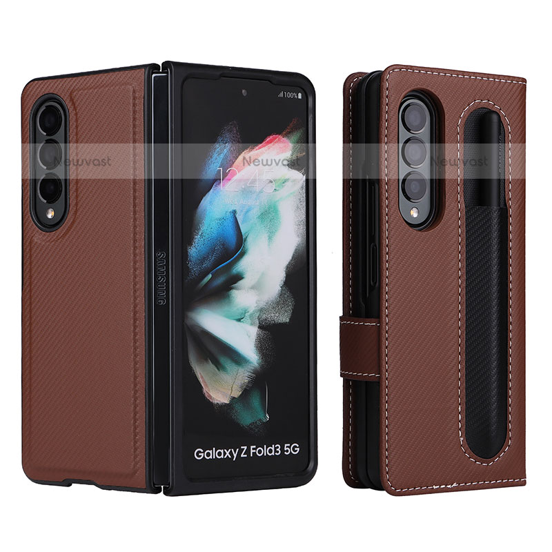 Leather Case Stands Flip Cover Holder L15Z for Samsung Galaxy Z Fold3 5G
