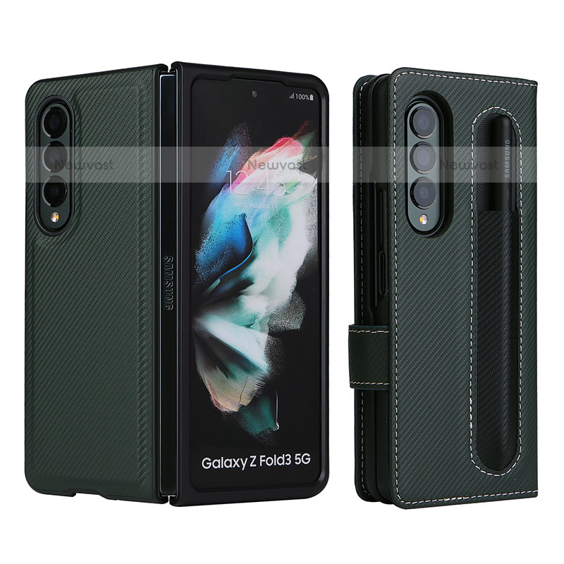 Leather Case Stands Flip Cover Holder L15Z for Samsung Galaxy Z Fold3 5G