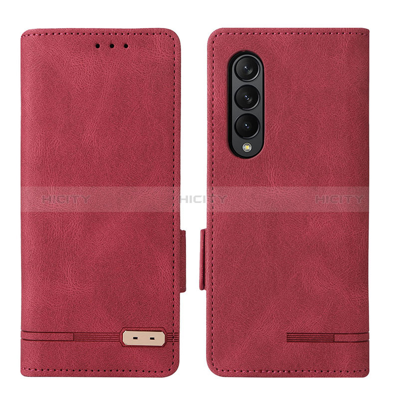 Leather Case Stands Flip Cover Holder L18Z for Samsung Galaxy Z Fold4 5G Red