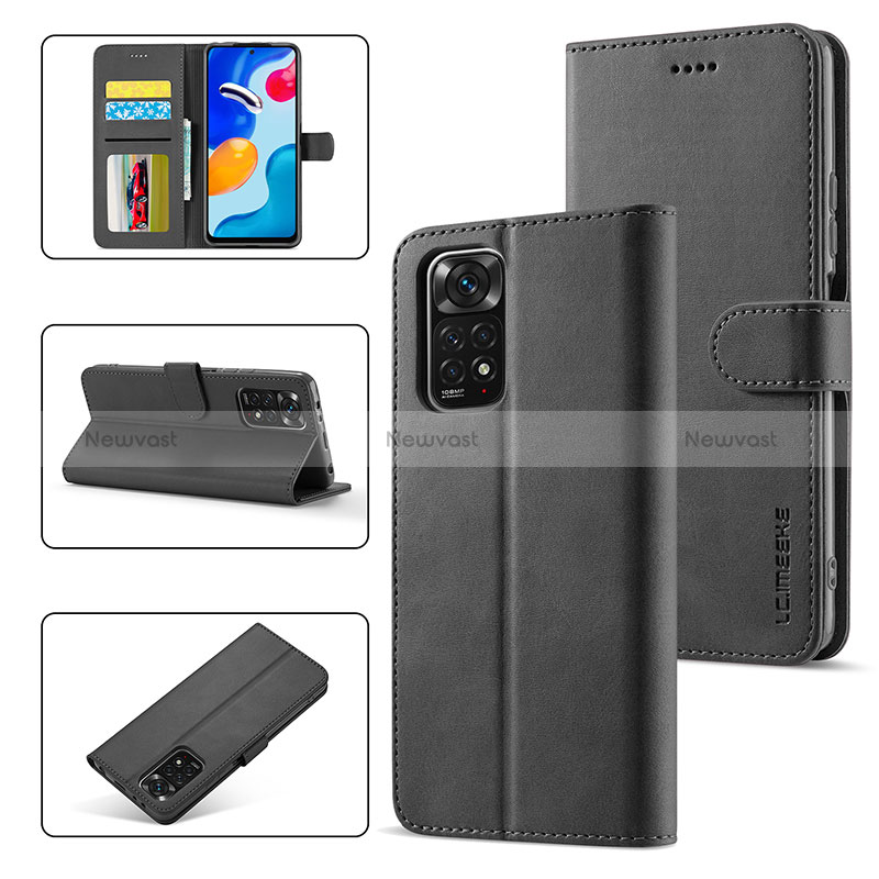 Leather Case Stands Flip Cover Holder LC1 for Xiaomi Redmi Note 11 Pro 4G