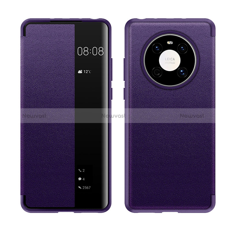 Leather Case Stands Flip Cover Holder LF1 for Huawei Mate 40 Purple