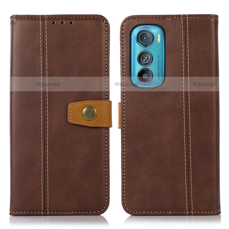 Leather Case Stands Flip Cover Holder M01L for Motorola Moto Edge 30 5G Brown