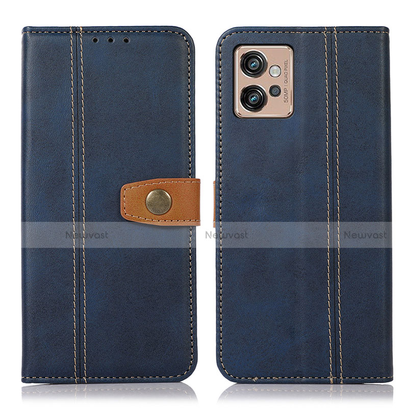 Leather Case Stands Flip Cover Holder M01L for Motorola Moto G32 Blue