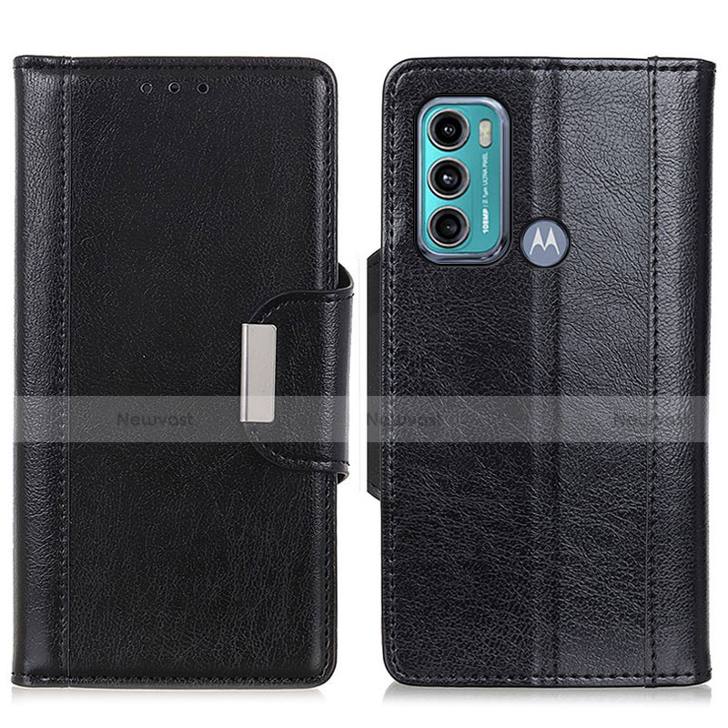 Leather Case Stands Flip Cover Holder M01L for Motorola Moto G60 Black