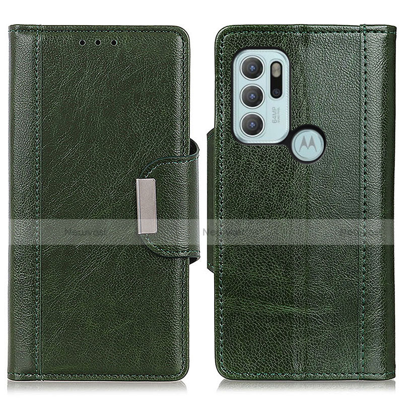 Leather Case Stands Flip Cover Holder M01L for Motorola Moto G60s Green