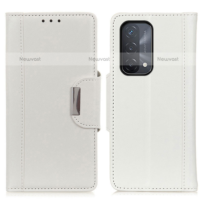 Leather Case Stands Flip Cover Holder M01L for OnePlus Nord N200 5G White