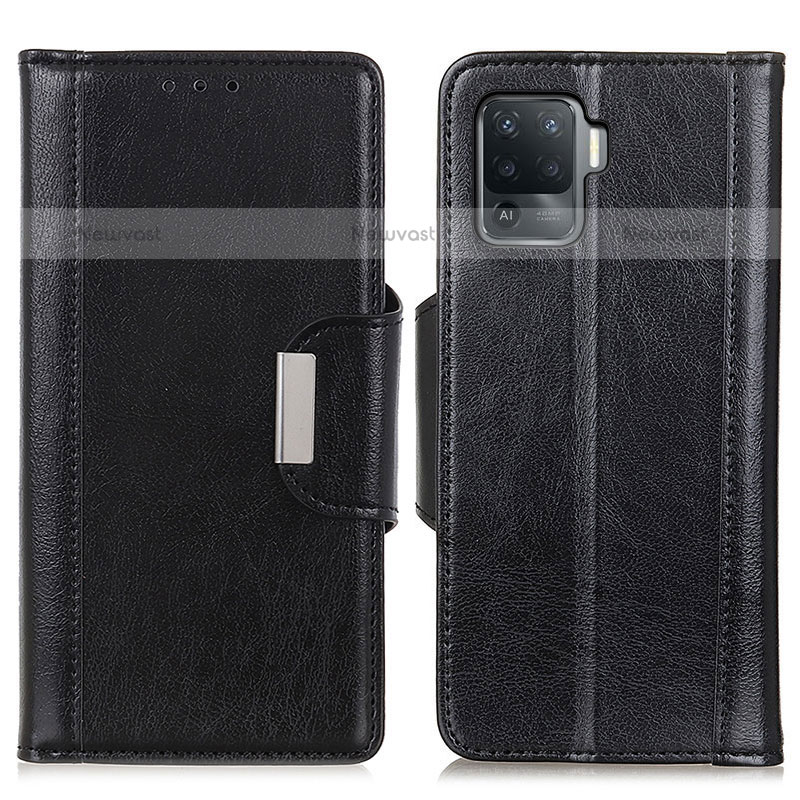 Leather Case Stands Flip Cover Holder M01L for Oppo A94 4G Black