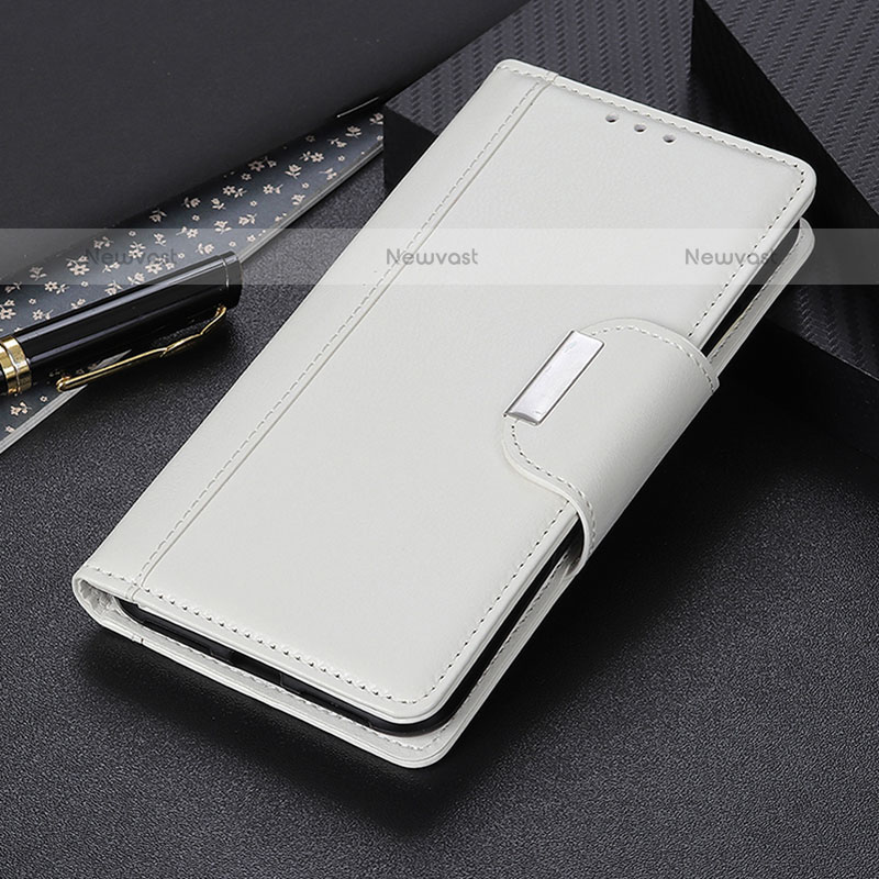 Leather Case Stands Flip Cover Holder M01L for Samsung Galaxy M32 5G White