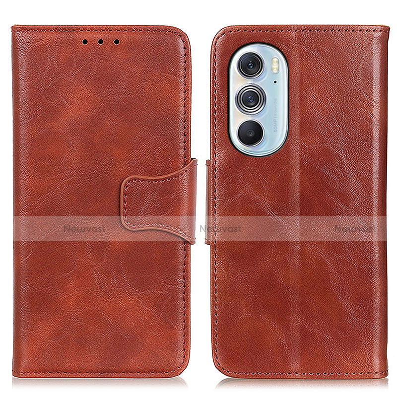 Leather Case Stands Flip Cover Holder M02L for Motorola Moto Edge 30 Pro 5G Brown